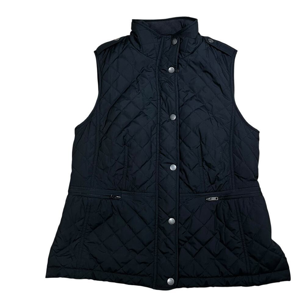 Talbots Black Fleece Lined Quilted Puffer Vest Sleeveless Size Small